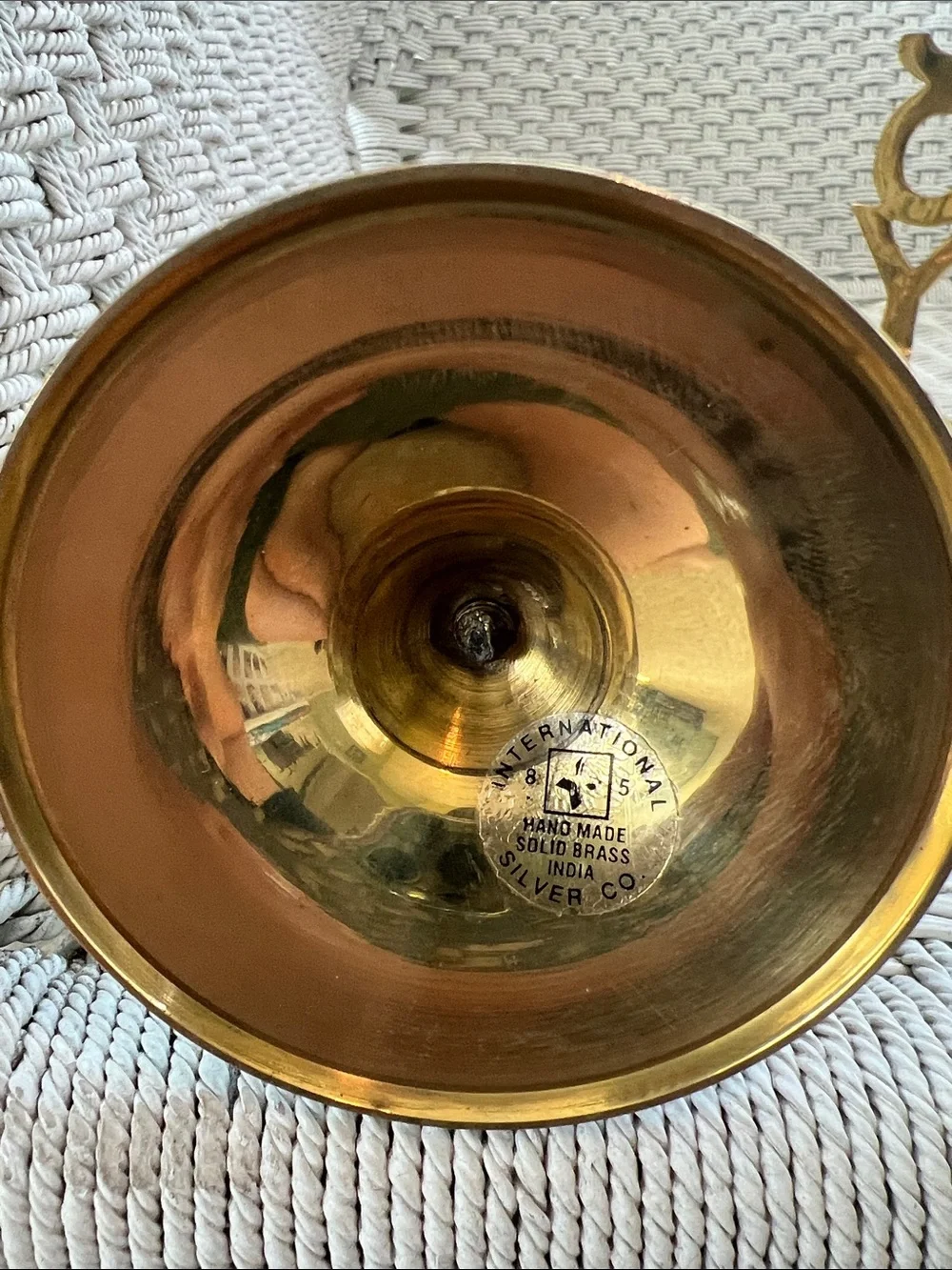 Vintage Brass JOY Candlestick Pair